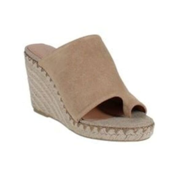 VINCE. Shoes - VINCE. Womens Beige 1/2" Platform Stitch Sutherland Wedge Slip On Shoes 6 M